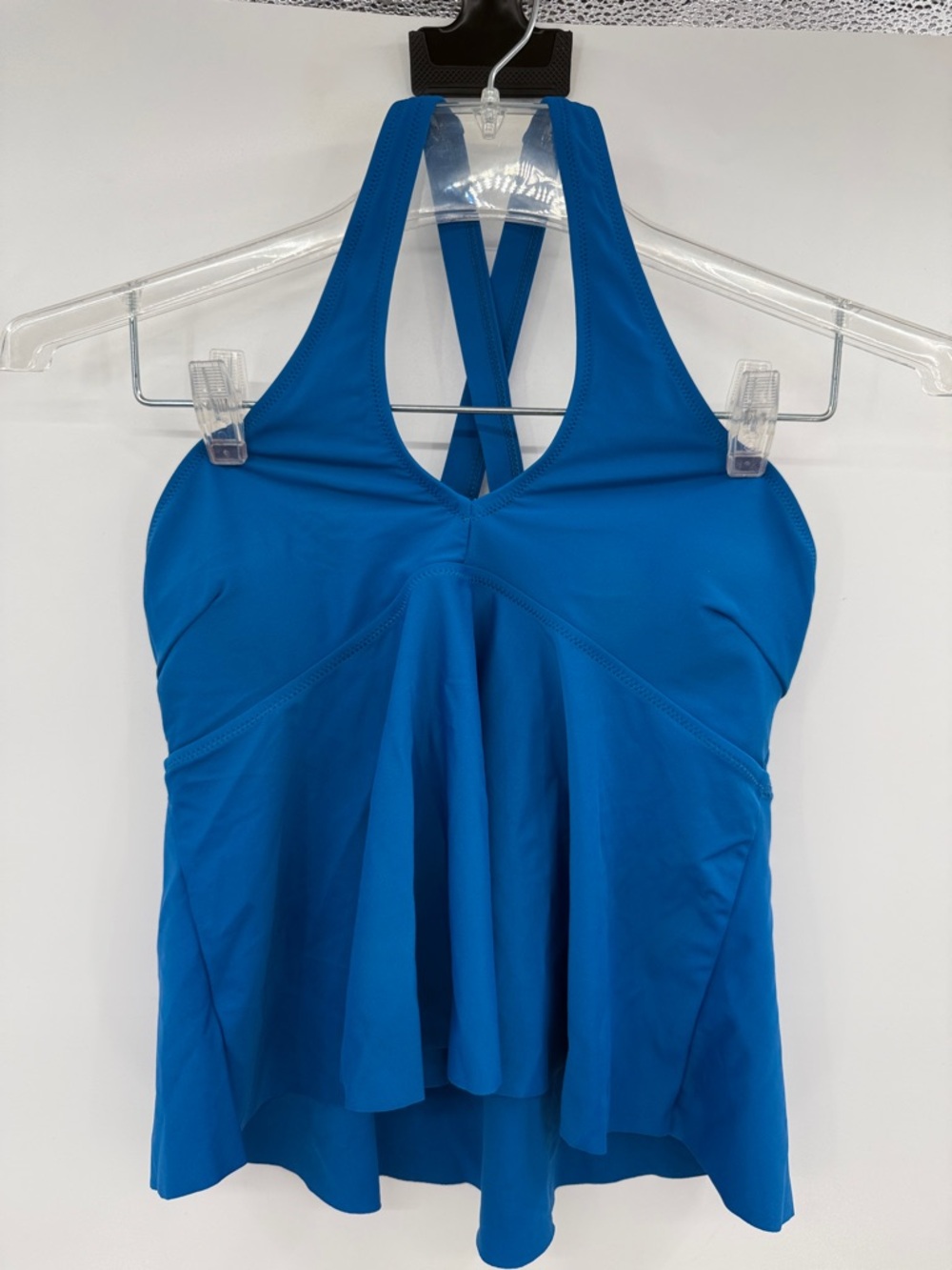 Blue Women's V-Neck Tankini Top Size S Electric Blue Deep Blue